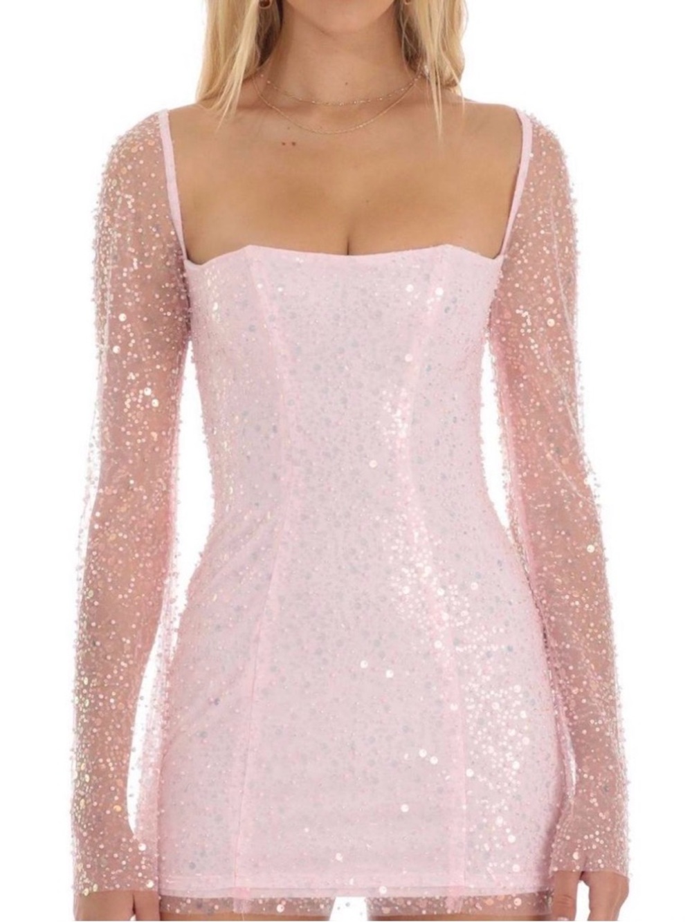 Lucy in the Sky Pink Sequin Backless Mini Dress